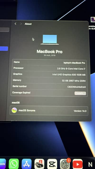 Macbook Pro 16”(2019) 32 Gb Ram