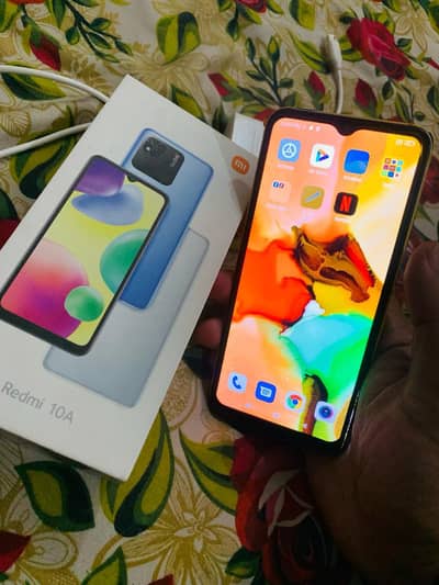 redmi 10a 3/64 with box charger