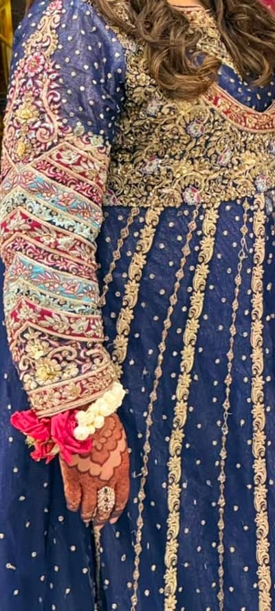 Elegant Wedding Wear Bridal Maxi – Heavy Handwork, Navy Blue