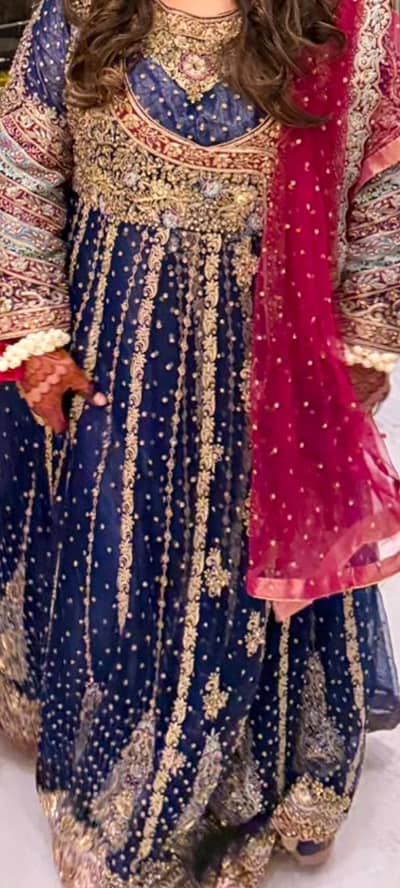 Elegant Wedding Wear Bridal Maxi – Heavy Handwork, Navy Blue