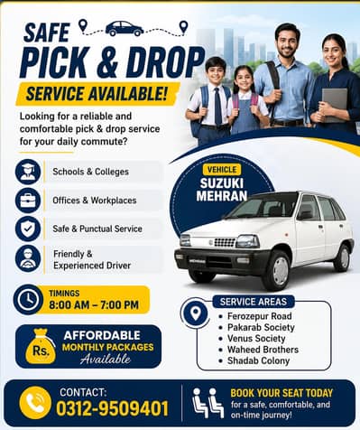  Safe Pick & Drop Service Available! 