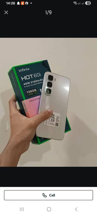 infinix hot 60i  6/128 full box  condition 10/99