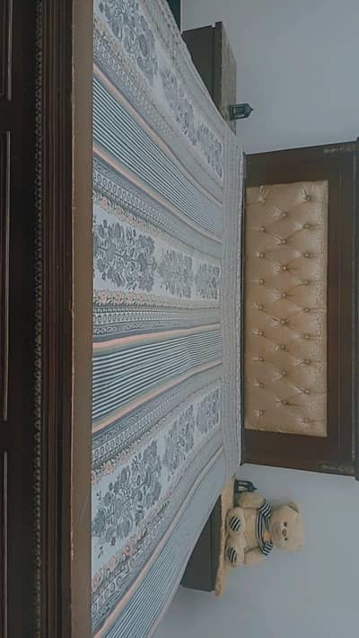 pure wood bed with two side table