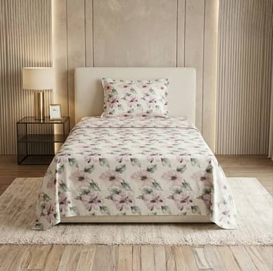 Luxury Single Bedding Set Floral Grey - Cotton Fabric