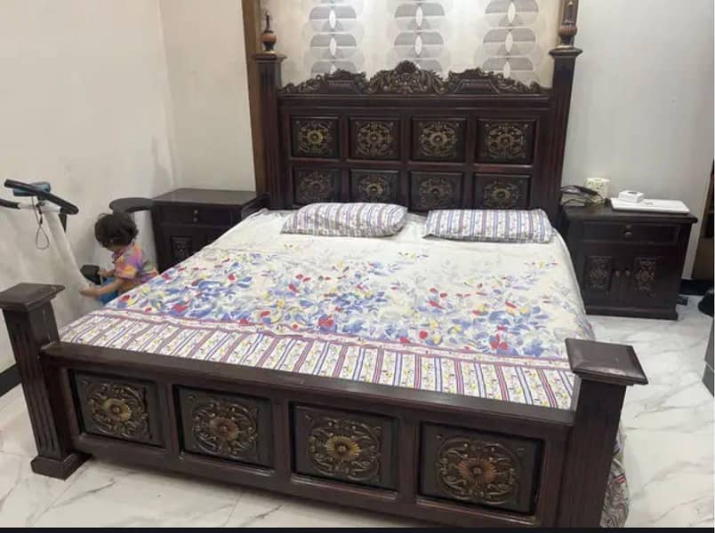 solid wooden bed set 3