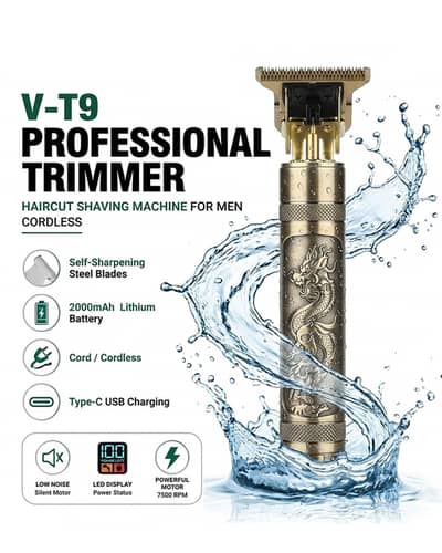 T9 Professional Beard Trimmer Haircut Shaving Machine For Men Metal