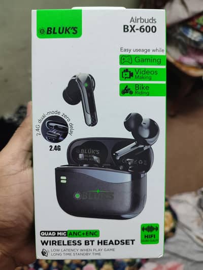 BLUKS BX-600 ANC/ENC Gaming Earbuds – Like New – Box Pack