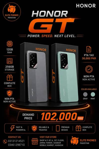 Honor GT 12/256GB | non PTA non active | complete box | grey | mint