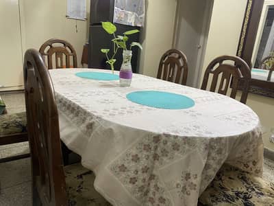 Wooden Dinning table, 6 chairs