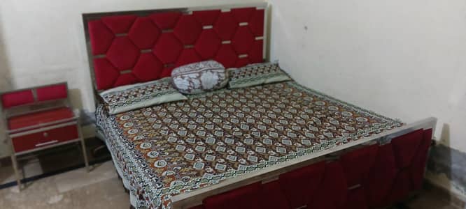 Double Bed Steel With 2x Suitable,1x Dressing table, 2x Sofa Chair