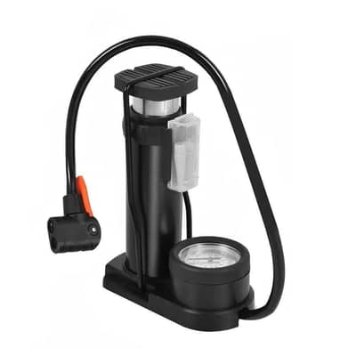 Tyre pump set with metre and dual nozzle for bike and cars