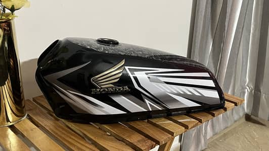cg 125 black fuel tank / black tapy/ black kan /chrome kan