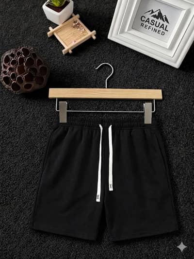 Men's Stylish Casual Shorts - Plan Black Sweat Shorts for Daily Wear