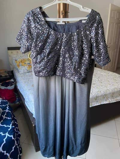 Grayish black gradient saree wirh sequence work blouse