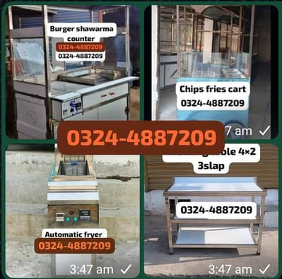 chips burger shawarma fries hotplate fryer oven table counter sale new