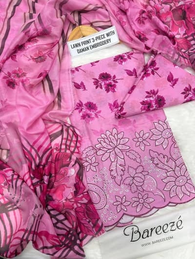 bareeze lawn 3 pcs