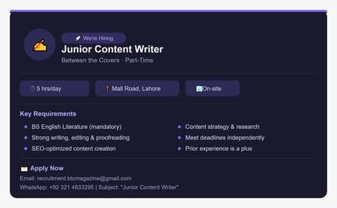 Content Writing Job Lahore