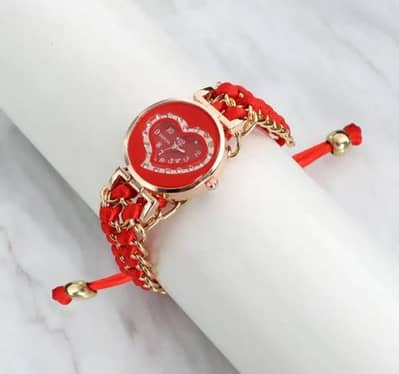 Women,s Red heart dial Bracelet watch