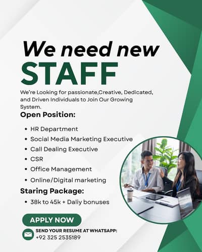 Limited vacancies only for Karachi