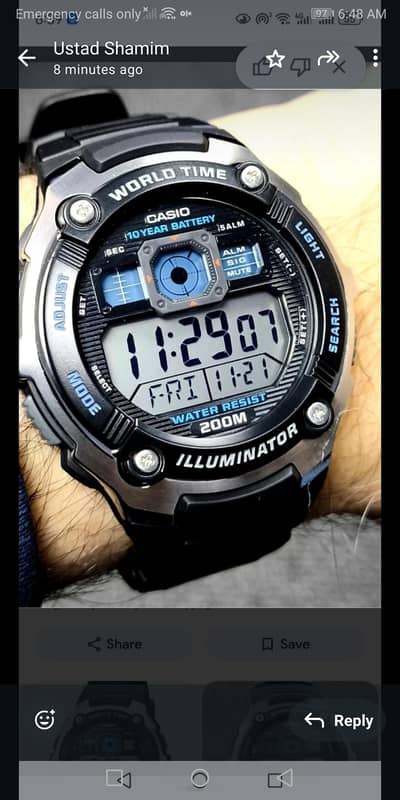 Casio AE2000W-1AV Dual Time & World Time Illuminater wa watch For Sale