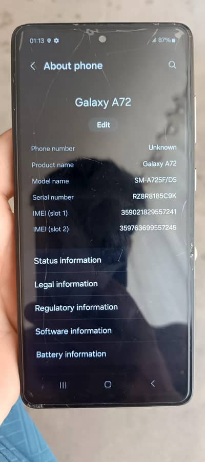 Samsung Mobile A72 Non pta