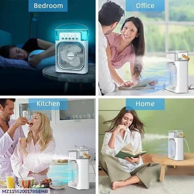portable air cooler fan with LED night light and USB power