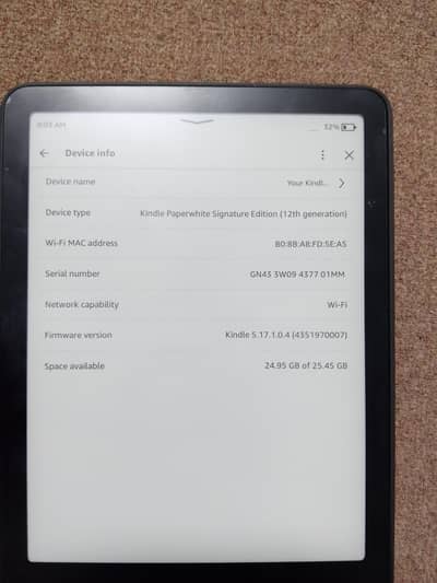 Amazon Kindle Paperwhite signature edition