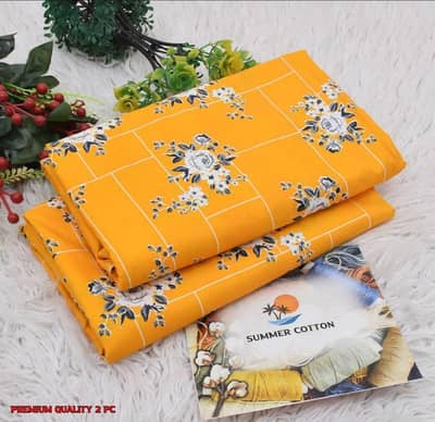 Mustard Printed Cotton 2Pc Suit for Women