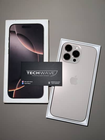 iPhone 16 Pro Max 256gb Desert PTA Approved Physical + E Sim with box