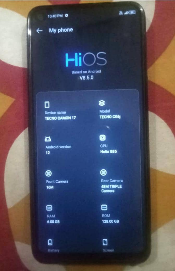 Tecno Camon 17 . . . . . . . . 6/128 4
