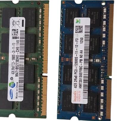 2x 4GB DDR3 Laptop RAM (Total 8GB) PC3 Samsung & Hynix