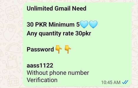 unlimited Gmail need 30 per gmail