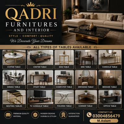 Coffee Table & All Types of Tables Available | Wooden,\.
