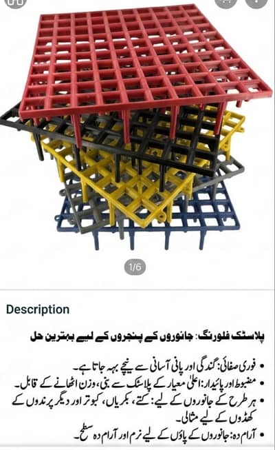 Plastic Flooring for Goats, Dogs, and Pigeons Cages - 12x12 Size