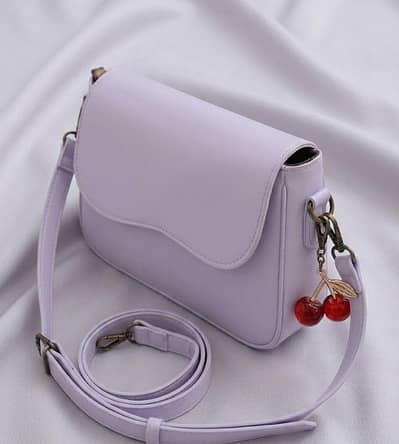 Side-Chic Lilac Crossbody Sling Bag with Cherry Charm