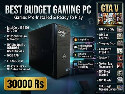 “Dell i5 3rd Gen Tower PC 16GB RAM 1TB HDD GPU 1GB | Games Installed”