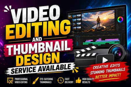 Video editing and thumbnail design service available
