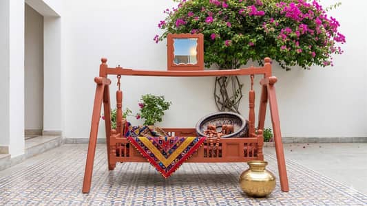 Solid Wood Traditional Handicraft Jhoola Sindhi Heritage Piece