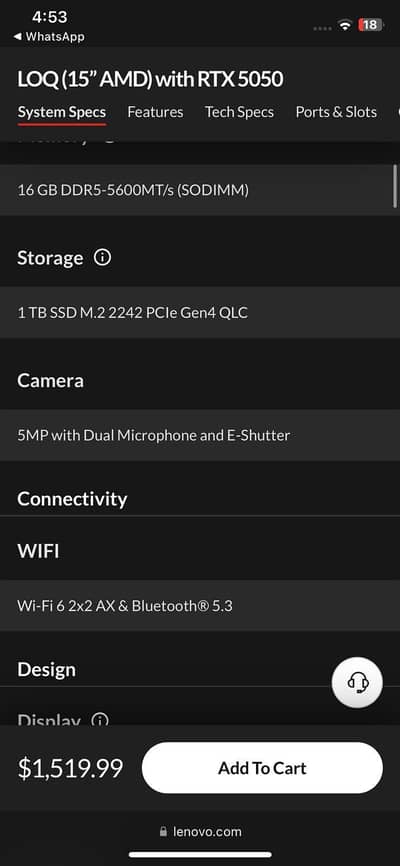 Lenovo LOQ 15 RTX 5050