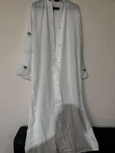 branded white embroidered arabic style new Abaya