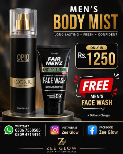 Gents Body Mist + Free Mens Face Wash (Special Offer!)