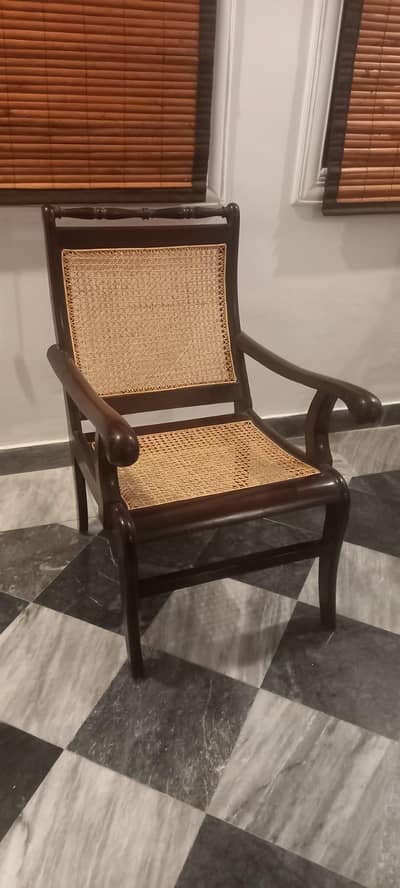 Rattan Cane Vintage Planter's armchairs Solid Rosewood