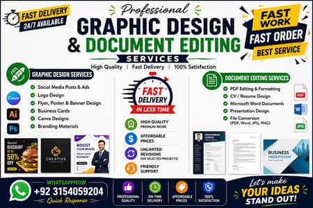 Graphic Design & Document Editing Services | Fast Delivery