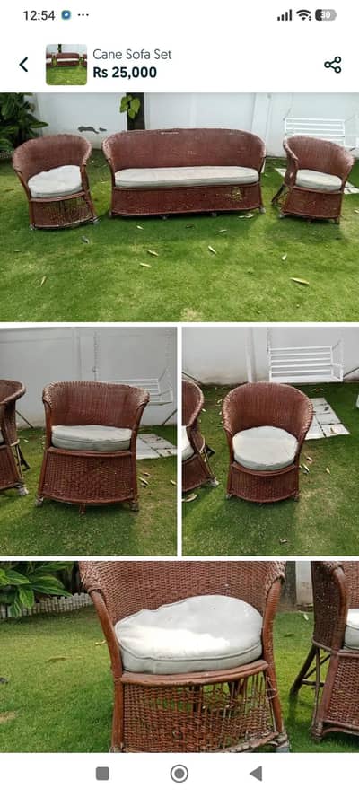 Cane 5 Seater Sofa Set