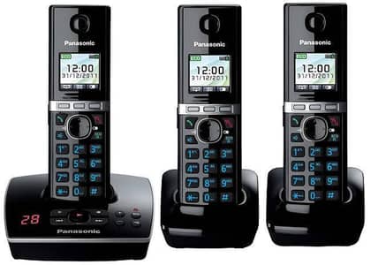 Cordless Phone Set Panasonic 3 Handset with Intercom PTCL, Landline