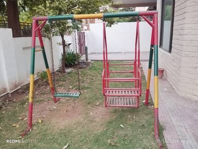 Kids Outdoor Swing Set with Double Bench & Single Swing | Strong Metal