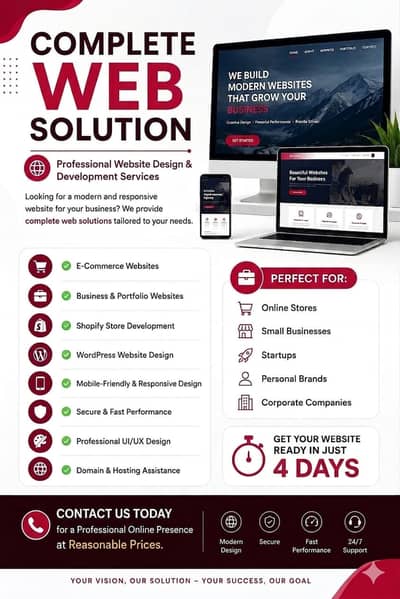 COMPLETE WEB SOLUTION. WordPress, Shopify & E-Commerce Experts