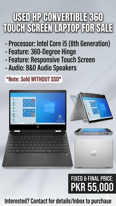hp core i5 8gen 360 laptop touchscreen