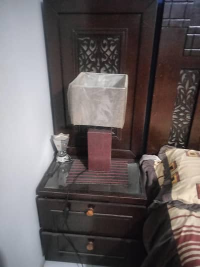 king size bed,  mattress, two side tables