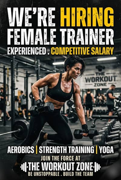 WE'RE HIRING – FEMALE FITNESS TRAINER